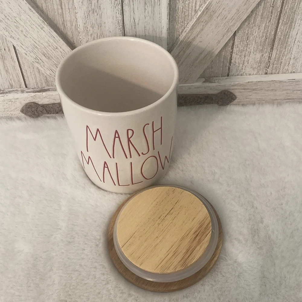 Rae Dunn Marshmallow Cellar with Wooden Lid